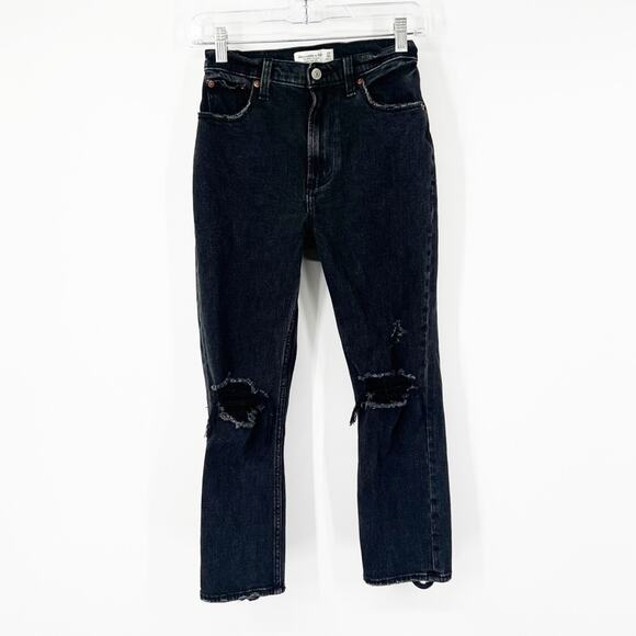 Abercrombie & Fitch Curve Love The Ankle Straight Jeans Ultra High Rise SHORT - Picture 1 of 7